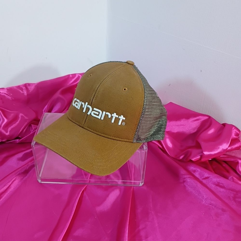 Carhartt Mesh Back Logo Graphic Baseball Hat Cap Brown 14806. - Picture 5 of 7
